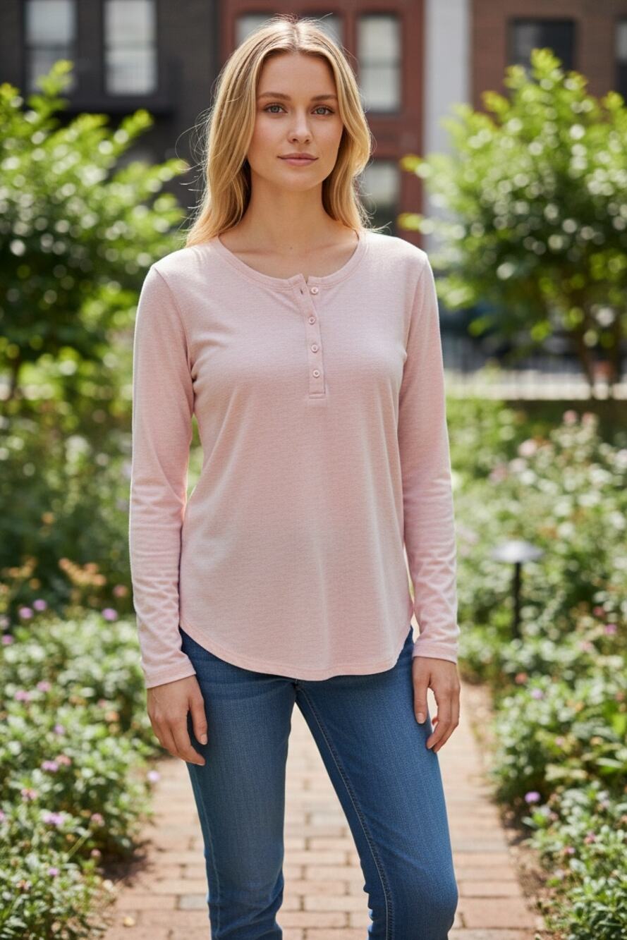 EDDIE BAUER Top Size XXL / 2X Light Pink Heather Long Sleeve Soft Sleepwear